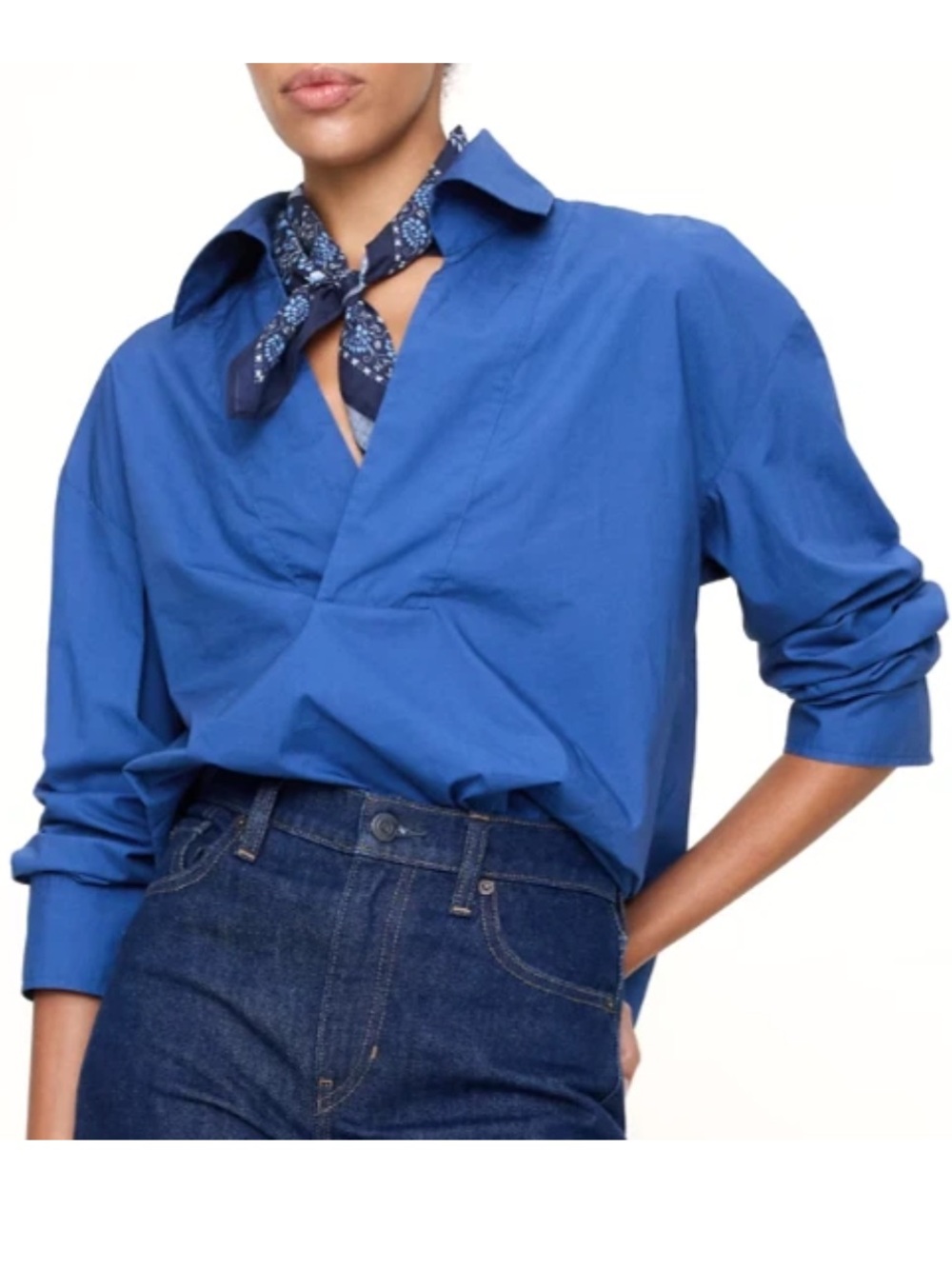 NWT Banana Republic Blue Cotton Poplin Oversized Popover Tunic Shirt MSRP $90